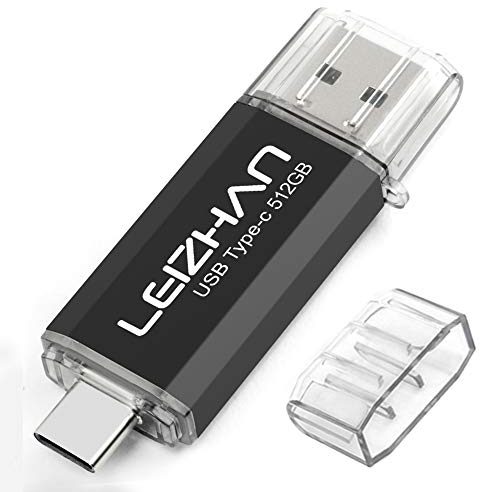 LEIZHAN Clé USB Type C 512Go USB 3.0 OTG Flash Drive USB pour Huawei Samsung Smartphone Android de Type C-Noir