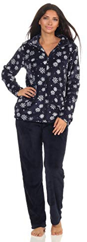NORMANN-Wäschefabrik Wunderschöner Damen Hausanzug aus Coralfleece in winterlichem Design - 291 216 97 951