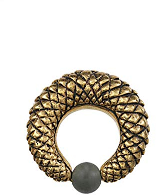 CHICNET Damen Herren Klemmkugel Ring Captive Bead Ball Closure Dehner Expander Ohr Piercing Ohrgewicht aus Messing Brass in antik Gold, Sichel Form Gitter Muster Plug Tunnel Größen 2mm bis 10mm