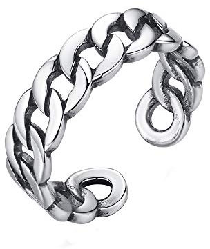 Shuxin Silber Damen Ring, 925 Sterling Silber Vintage Retro Daumen Ring, Verstellbar Hochzeitsringe Eheringe Verlobungsring Trauringe, Unisex Veränderbar Kette Knöchel Zehenringe Öffnen Ring