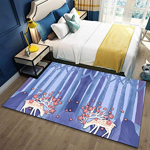 YQZS Home Teppich Klassisch Teppich Rosa Elch Rechteckiger Deko-Teppich,80X150Cm(31X59Inch)