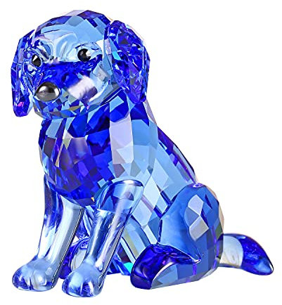 Kristall-Labrador Hund Welpe Figur Tiere Lovely Craft Home Decor Ornaments Sammlerstück Geburtstagsgeschenk (blau)