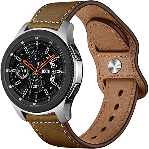 Leotop Kompatibel mit Samsung Galaxy Watch 46mm/Gear S3 Frontier/Classic Armbänder, 22mm Vintage Echtleder Ersatzband Crazy Horse Armband Zubehör Armband für Herren Damen (22 mm, Kaffee)