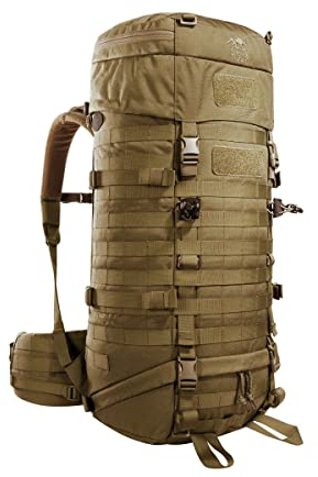 Tasmanian Tiger TT Base Pack 52 Modularer, erweiterbarer Einsatz-Rucksack 52L bis 65L Volumen, Trekking-Rucksack mit Molle-System und abnehmbarem Hüftgurt Coyote Brown