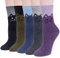 YSense Snug 5 Paar Damen Wollsocken, Gestrickte bunte Socken mit Süßem Muster, Warme Damensocken als Geschenk für Frauen