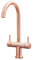 Liquida W03CP Swivel Spout Swan Neck Twin Lever Copper Kitchen Mixer Tap
