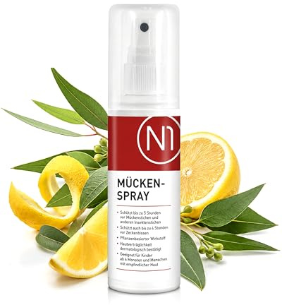 N1 Mückenspray mit Zeckenschutz 500 ml - Anti Mücken Spray mit Zitrusduft | Natürlicher Mückenschutz für Erwachsene und Kinder - wasserfest und schweißresistent, gegen Moskitos, Zecken und Insekten