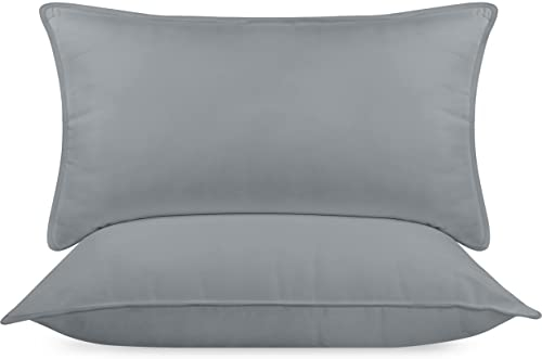 Utopia Bedding KopfKissen (2er Set), 40 x 80 cm Schlafkissen, Atmungsaktiv et Weich Kissen (Grau)