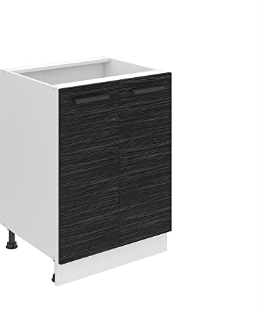 Belini Unterschrank Küche, Küchenunterschrank 60 cm Breite. SD2 Küchenunterschrank ohne Arbeitsplatte. Küchenschrank mit 2 Türen, Königliches Ebenholz