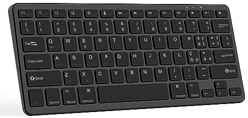 Tastiera Bluetooth Tastiera Senza Fili Ultra-sottile Compatibile con iOS/Android/Windows Sistemas Tastiera Spagnola Ricaricabile per iPad/iPhone/PC/Laptop/Smartphone/Tablet/Computer QWERTY Layout