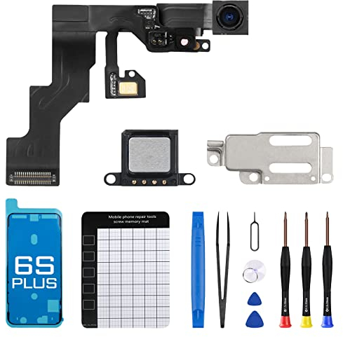 for iPhone 6s plus Front Camera Replacement 5MP 5.5 Repair Kit Earpiece Ear Speaker Replacement Module Part with Ambient Light Sensor Proximity Sensor Flex Cable Connector Fix Tools A1634 A1687 A1699