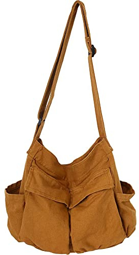 Kuriertasche aus Leinenstoff, große Hobotasche mit mehreren Innenfächern, Freizeittasche, Damen- und Herrenumhängetasche