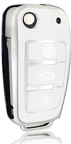 OFFCURVE Autoschlüssel Hülle Schlüsselhülle, Schlüsseltasche Autoschlüssel Schutzhülle TPU Schlüsselgehäuse 3 Tasten für Audi A1-A8 B6-B8 C5-C6 Q1-Q7 R8 RS3-RS6 S1-S8 4F 4G TT TTS TTRS Seat Exeo 3R
