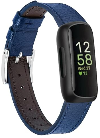 Strap-it Lederarmband - kompatibel mit - Fitbit Inspire - Armband - Dunkelblau - fur Fitbit Insipre HR - Fitbit Inspire 2