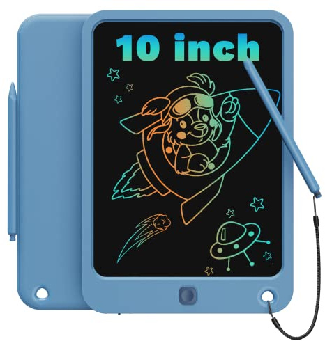 TEKFUN LCD Writing Tablet Kids Toys, 10 inch Colorful Doodle Drawing Board Drawing Tablet, Kids Travel Learning Toys Birthday & Christmas Gifts for 3 4 5 6 7 8 Years Old Boys Girls (Navy)