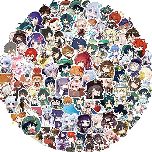 Genshin Impact Aufkleber, 100 Stück Game Theme Stickers, Vinyl wasserdichte Aufkleber für Laptop, Stoßstange, Skateboard, Wasserflaschen, Computer, Telefon, Kinder