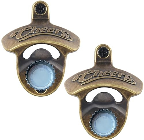 HAIICEN Magnetic Cheers Beer Bottle Opener Wall Mounted Antique Bronze | Stainless Soda Cap Opener with Magnets that Grab Cap, Mountable Gift for Beer Lovers