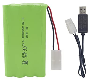 ZYGY 9.6V 2800mah AA Batteries Rechargeables avec Prise Tamiya et câble de Chargement USB pour Voitures-Jouets RC Camions Chars Véhicules d'ingénierie pour Bateaux RC