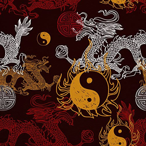 HEKO PANELS Oxford Tissu Imperméable Au Mètre Polyester De Couture D'ameublement Tissus Pour Mobilier Décorative Artisanat Rembourrage Dragons Chinois 5 Mètres 155 x 500 cm