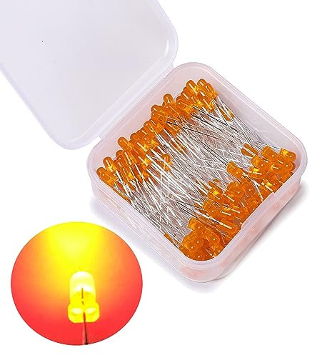 120 Pièces Diodes Led, 3mm Orange Diodes Électroluminescentes Led, Bi-pin Haute Luminosité Diodes Diffuses Lampe Led Ampoule Composants Électroniques