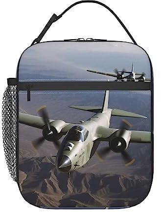EVANEM Lunch Bag for Women Men Insulated Tote Bag Us Army Plane Lunch Box with Side Pocket for Work Picnic