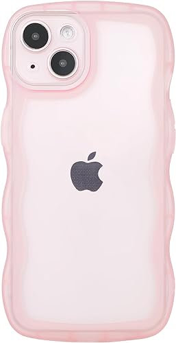 miyonsin Custodia per iPhone 13 PRO Max, Graziosa Custodia a Forma di Onde Ricce, Trasparente Custodia Protettiva per Ragazze e Donne, TPU Antishock Cover per iPhone 13 PRO Max, Rosa