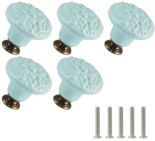 Zernmiarder Schubladengriffe im Vintage-Stil, mit Schrauben, für Schrank, Schublade, Schrank und Heimwerker, Hellblau, 5 Stück