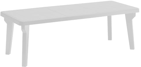 Tomaino - Tavolo da Giardino Allungabile in Plastica Berg - Gambe Smontabili e Design Salvaspazio 160/220x90x74 cm - Tavolo da Esterno Richiudibile e Prolungabile New Bianco