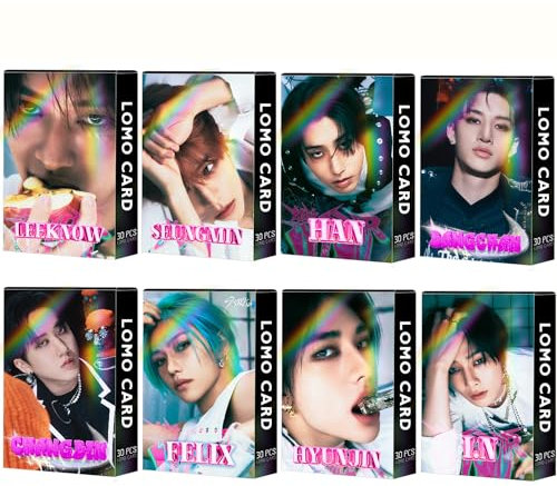 8 Stück/240 Stück Stray Kids Lomo Karten Kpop Fotokarten Grußkarte mit Postkarten-Box