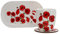 Darthome Mug Coaster and Tray Set of 3 Red Poppy Flower Fine China Cork Melamine Serving