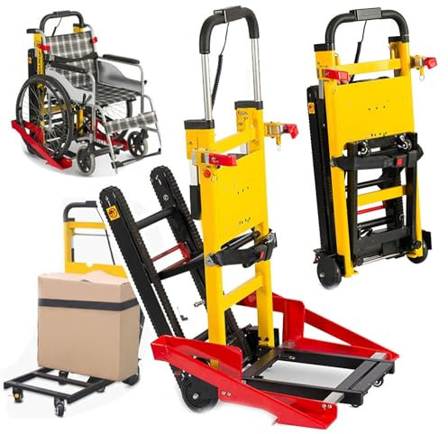 Raupen-Treppensteig-Rollstuhl Elektrischer Treppensteiger mit Ketten, Tragkraft 200 kg, zusammenklappbarer Treppensteiger, Rollstuhl-Dockingfahrzeug, für den Patienten-/Lastentransfer