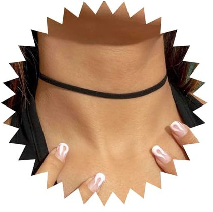 Allereya Gothic Black Velvet Choker Necklace Suede Velvet Necklace Thin Suede Necklaces Velvets Cord Collar Necklaces jewelry for Women