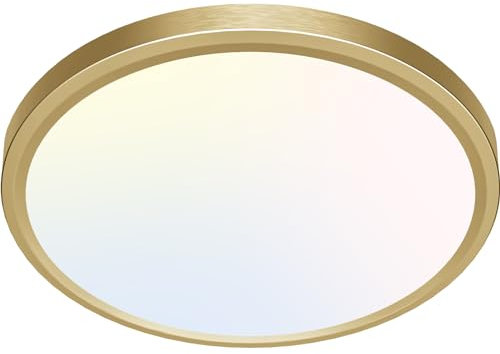 zemty 24W LED Deckenleuchte Flach 29.5cm 3Farben 3000/4000/6500K Deckenlampe,Golden Ultra Dünn LED Lampen Deckenlampen,Deckenleuchten Deckenbeleuchtung für Badezimmer,Wohnzimmer,Küche,Schlafzimmer
