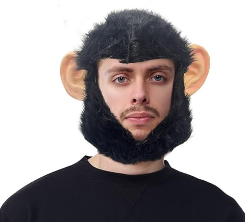 ACBAGI Halbgesichtsmaske mit Affenmotiv, Tierkopfmaske, Halloween-Kostüm, Maske, Party-Kostüm (Affe)