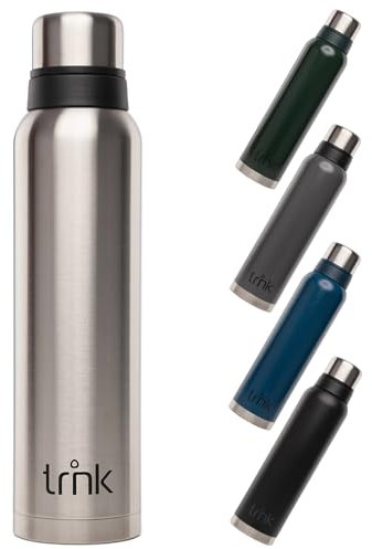 trnk Outdoor Thermosflasche polar 2 - Edelstahl Thermoskanne 1600ml - BPA-frei - Thermos hält 40 Stunden heiß - Deckel mit 2 Trinkbechern - Spülmaschinenfest (sturmsilber)