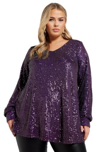 Yours London Curve Sequin V-Neck Top - Women's - Plus Size Curve