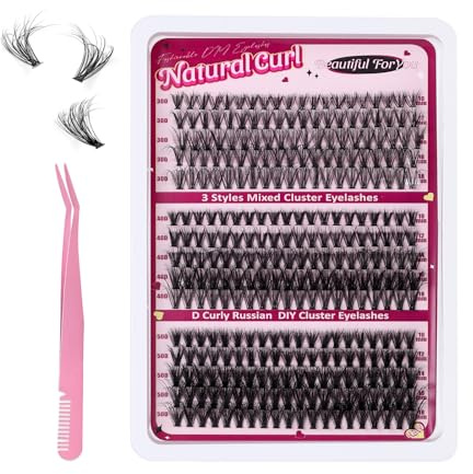 AYNKH Kit de 300 Faux Cils en Touffes - Cils Individuels avec Pince à Épiler - Densité 30D, 40D, 50D - Longueur 10-18mm Look Naturel - Tatti Lashes
