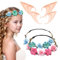 CXNXFD 2 Paar Elfenohren mit Blumenkränzen, Weiche Ohren und Blumenstirnbänder，Weiche Elfenohren aus Latex für Kinder und Erwachsene, Karneval