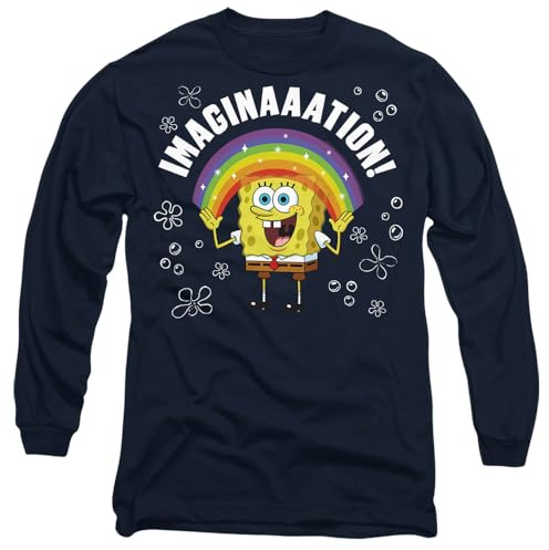 Spongebob Imagination Mens Long Sleeve T Shirt, Navy, Small