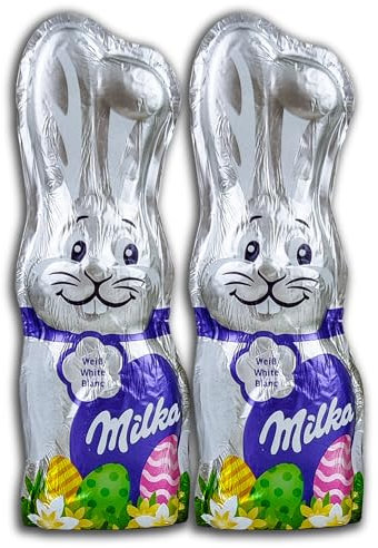 2 er Set Milka Osterhase Hase Schmunzelhase weiße Schokolade 2 x 45g
