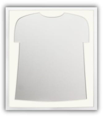 CLAMARO 'FanFrame' Trikotrahmen 43x53 mit Passepartout in Trikot Form - Massivholz Bilderrahmen lackiert inkl. Trikot Schablone und Acrylglas | Rahmen: Weiß Matt | Passepartout: Creme