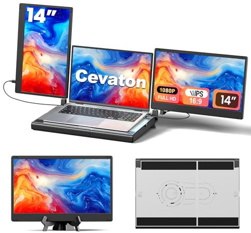 Cevaton Laptop Screen Extender - Portable Monitor for Laptop, Plug and Play Laptop Monitor Extender for 13-17.3 Laptops, Compatible with Mac/Wins/Android