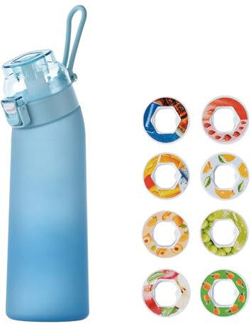 Générique Air Gourd Up 700ml Straw Sports Water Bottle with 8 Pods Random Taste Tritan Frosted Fitness Water Bottle (Blue Gradient)