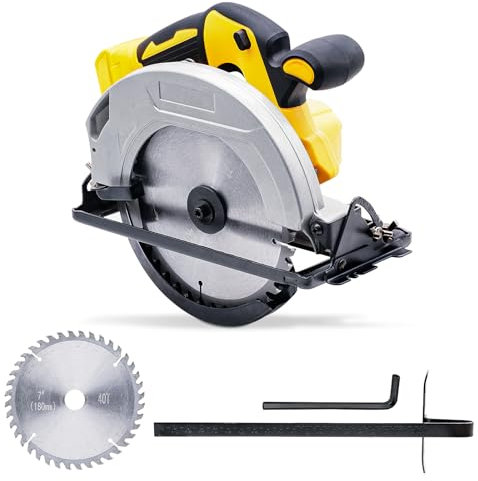 Sega circolare a batteria compatibile con batteria Dewalt da 20 V, sega a immersione con 2 lame circolari: 180 mm, 40 T, profondità di taglio regolabile e angolo: 57 mm (90°)-41 mm (45°), senza