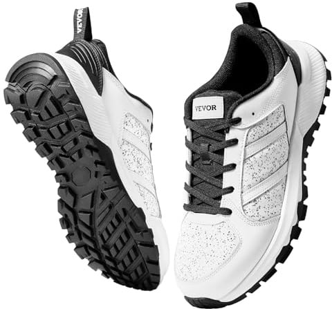 VEVOR Cross träningsskor, M Wide Toe Box-skor med M-bredd och justerbar snörning, träningsskor för löpning, gymnastik, hundpromenader och tyngdlyftning (vit), Vitt, 39.5 EU