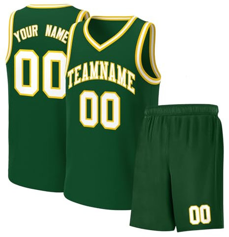 Generisch Kundenspezifische Basketball-Trikots Uniform mit Team Name Nummer Personalisierte Basketball-Trikots Hosen Set für Männer/Frauen/Jugend/Kinder/College/Spiel