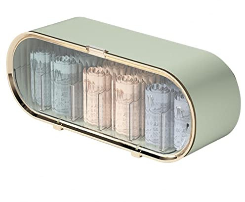 Agwuoetr Underwear Storage Box Socks Briefs Bras Panties Holder Wall Mounted Multi-Grids Movable Baffle Capacity Dustproof Green