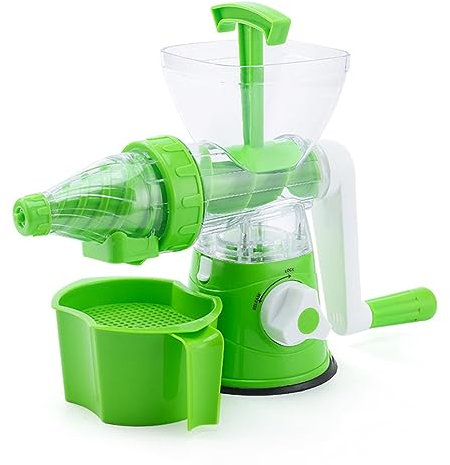 Louttary 1 Pièce Presse-Agrumes à Manivelle avec Base en Silicone à Ventouse pour une Utilisation Facile, Rangement Pratique et Transportable. Extracteur de Jus Manuel, Couleur Verte.