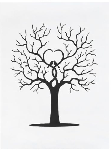 Kikumi Fingerprint Tree DIY Guest Signature Sign ‑ In Book Canvas Thumbprint Painting