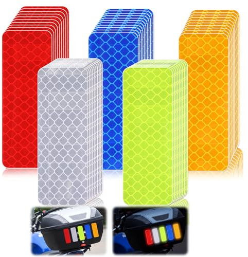 50 Pcs Reflective Tape Stickers, 8 X 3 Cm High Visibility Reflective Stickers for Bikes, Self-Adhesive Fluorescent Reflectors Sticker Outdoor Waterproof for Car, Motorcycle, Helmet, Warning Reflectors
